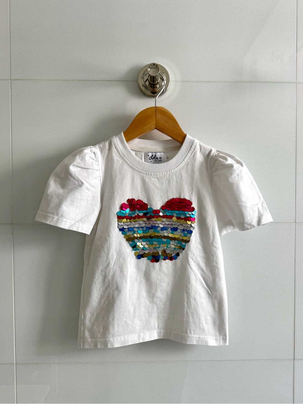 White Lola & Boys t-shirt with sequin heart